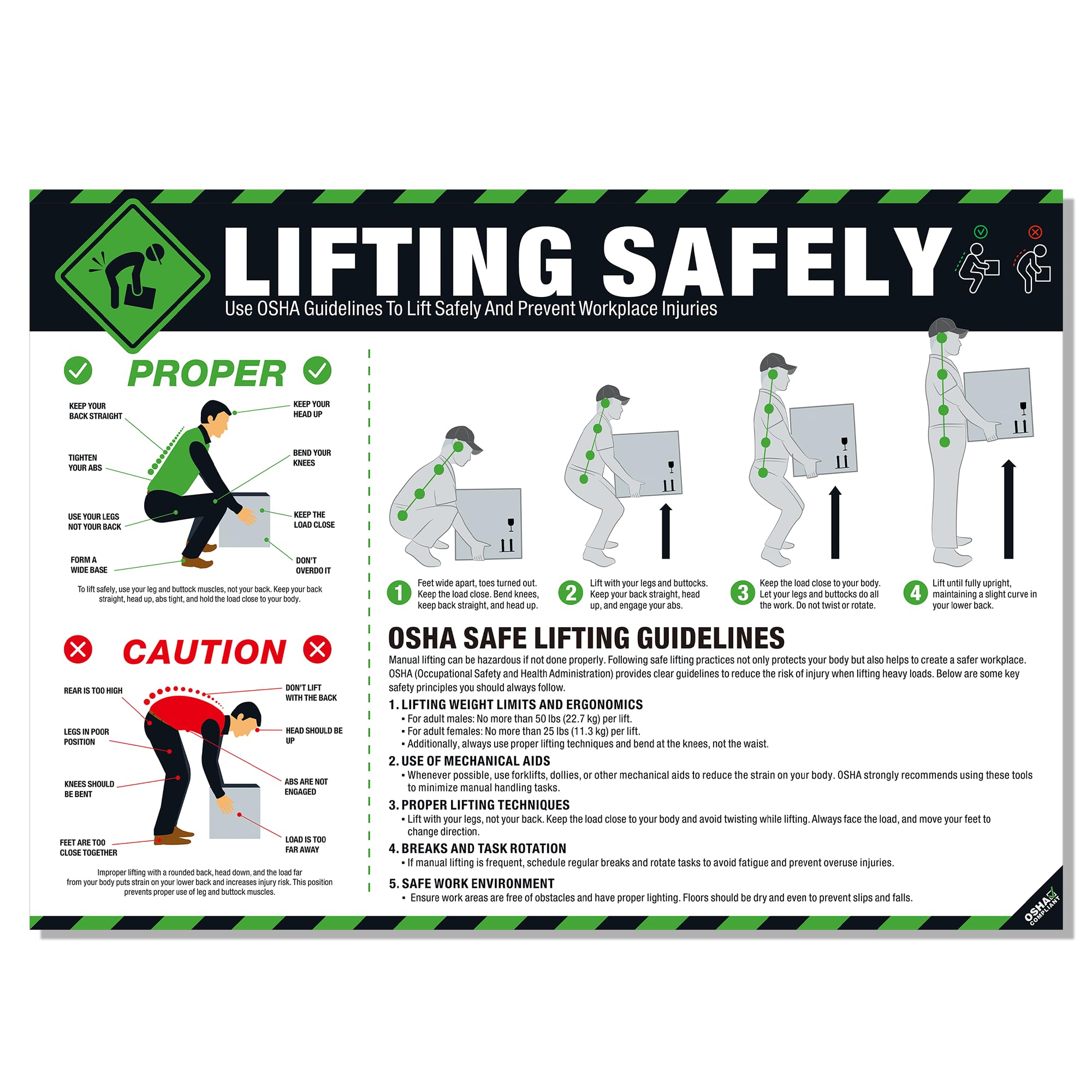 Ladder Safety Poster – OSHA Ladder Safe Rules & 3 Points of Contact Chart Guide, Workplace Inspection & Safety Training Sign Poster — Amazon image 12