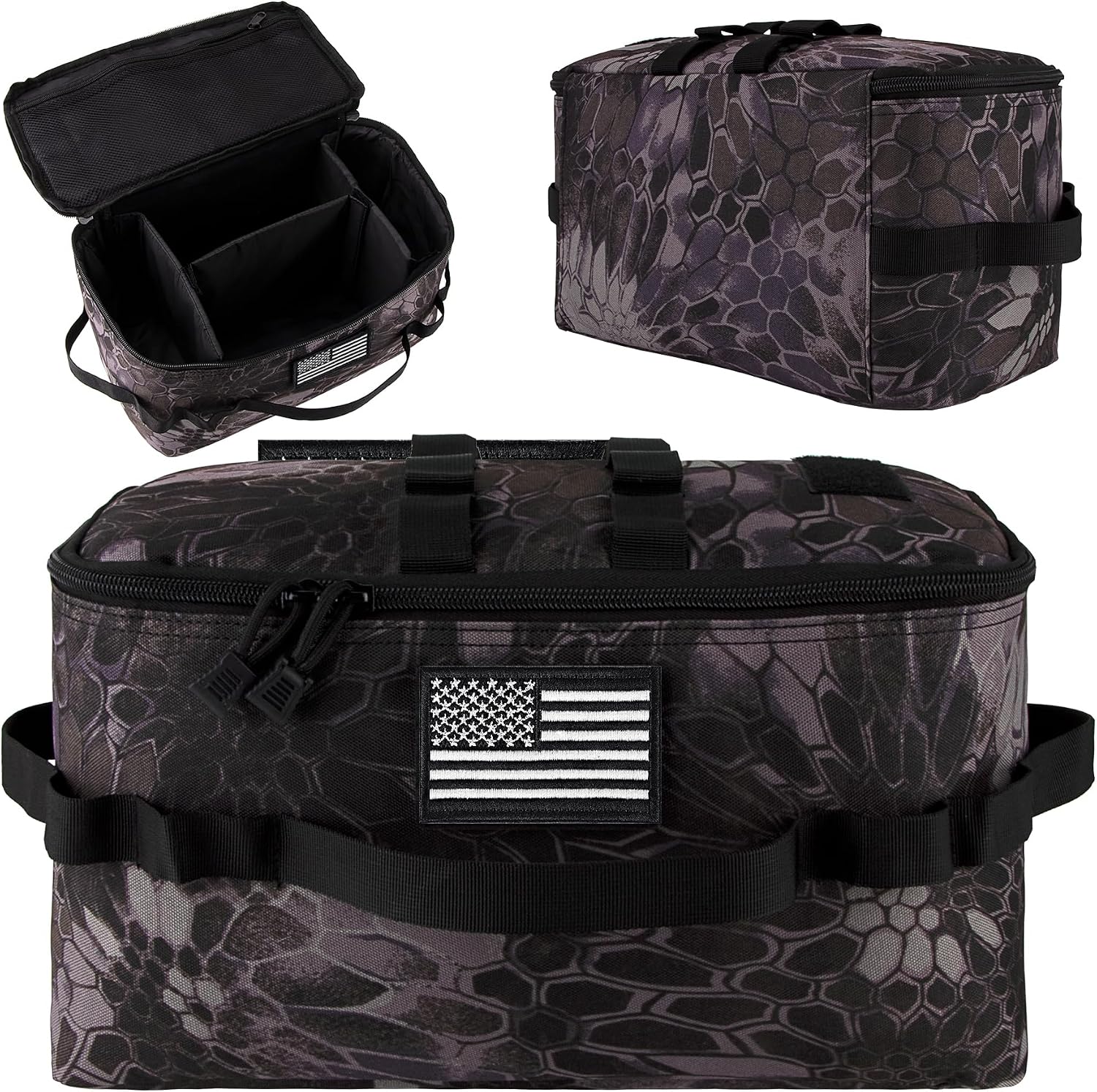 bvya Tactical Camping Storage Bag 11 Liters Outdoor Utility Tote Bag Camping Cookware Organizer Trunk Organizer with Flag Patch