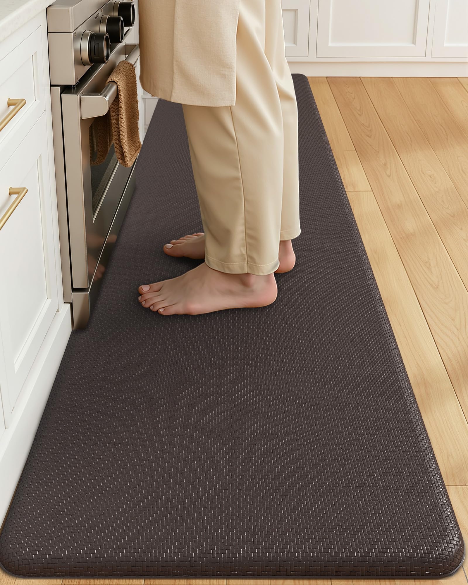 Color&amp;Geometry Antifatigue Kitchen Mat for Floor 20x71-3/4 in Thick, Brown