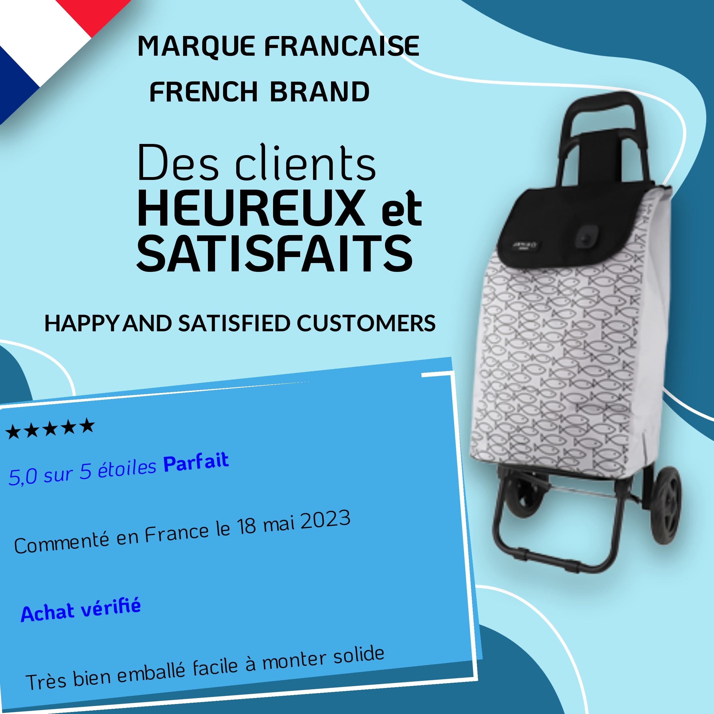 Caddie Pliable 2 Roues – Chariot De Courses Pratique Et Rétractable