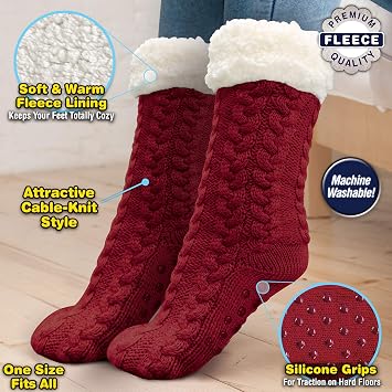 Huggle Slipper Socks, Burgundy