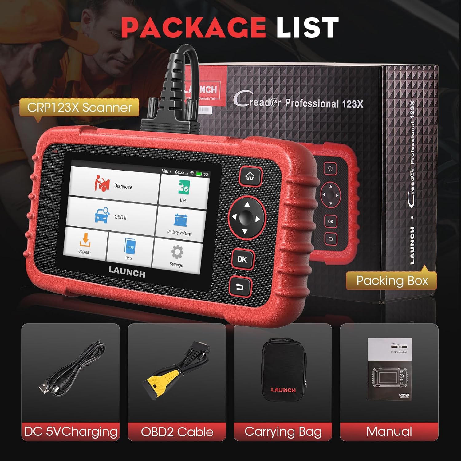 Launch OBD2 Scanner CRP123X Elite, 2026 Lifetime Update WiFi Scan Tool, Engine at SRS Airbag Scanner, 3 Resets Diagnostic Scanner, Code Reader for All Cars, AutoVIN, FCA SGW, Voltage Monitor