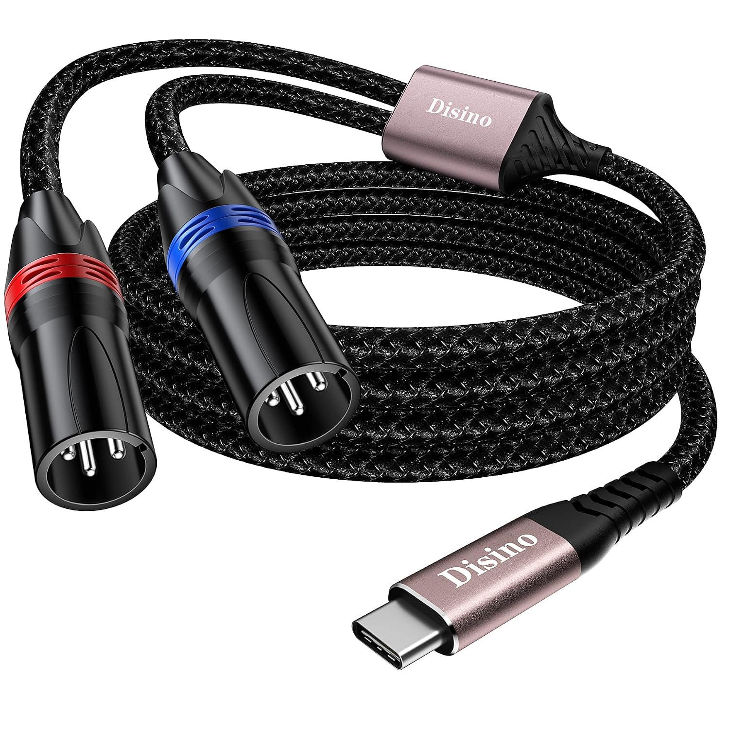 USB C to Dual XLR Male Audio Cable, Type C to XLR Male Stereo Y Cord for Connecting Mobile Phone USB C to Amplifier, Speaker, Mixer Console etc -2m/6.6Feet