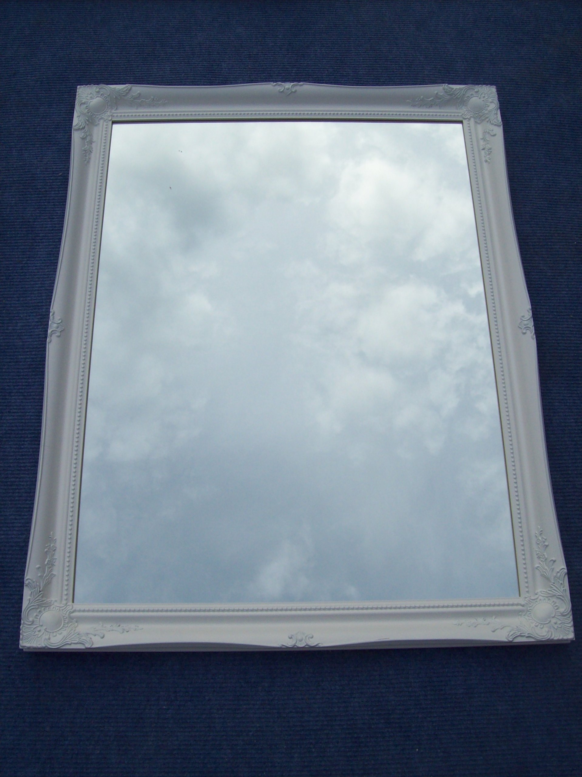 Shabby Chic Mirrors VERY LARGE WHITE Overmantle Wall Mirror complete Premium Quality Pilkington's Glass - Overall Size: 36 inches x 46 inches (92cm x 117cm)