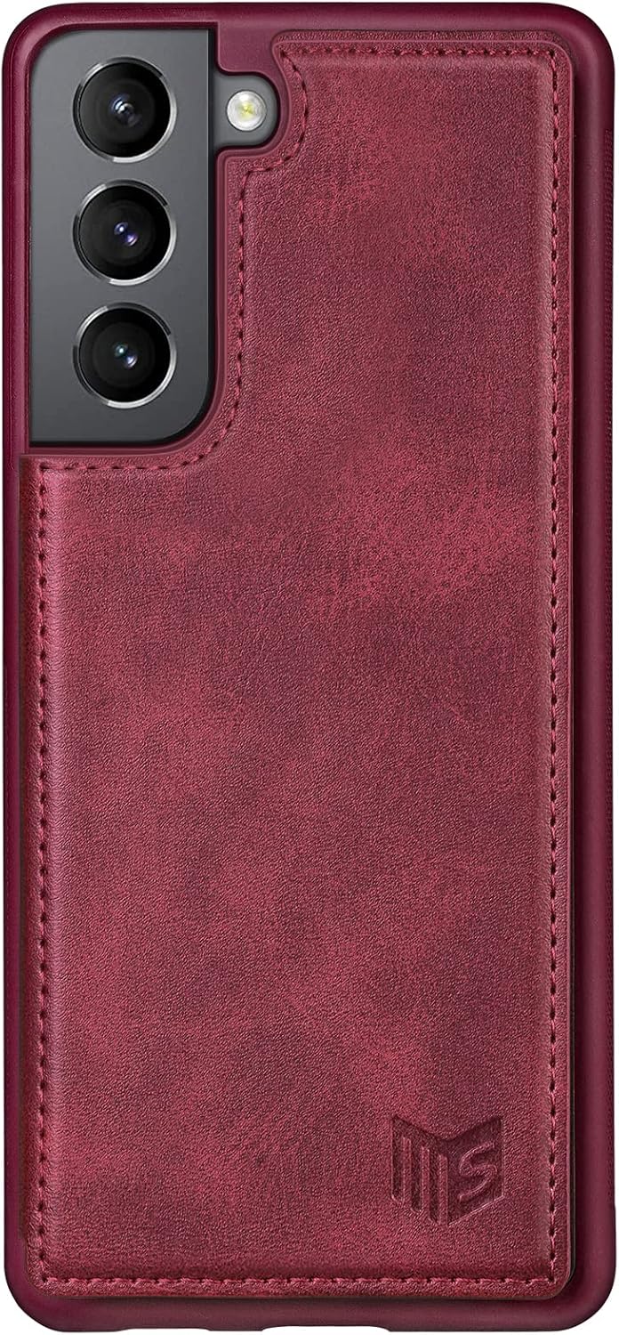 SUANPOT【RFID Blocking for Samsung Galaxy S21+/S21 Plus 5G Wallet case with Credit Card Holder,Flip Book PU Leather Phone case Cover Cellphone Women Men for Samsung S21+ case (Red)