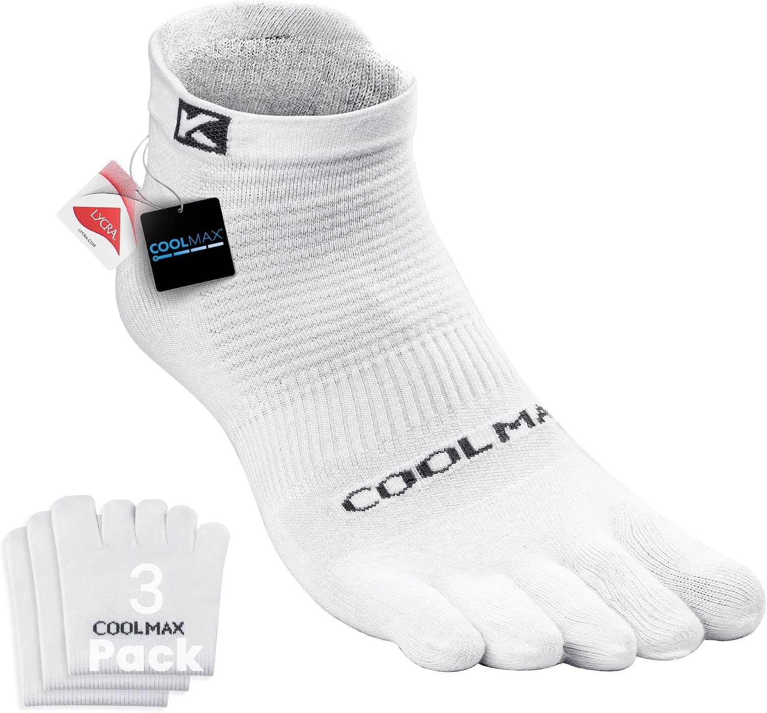 Coolmax Performance Ankle Athletic Running Toe Socks for Men and Women