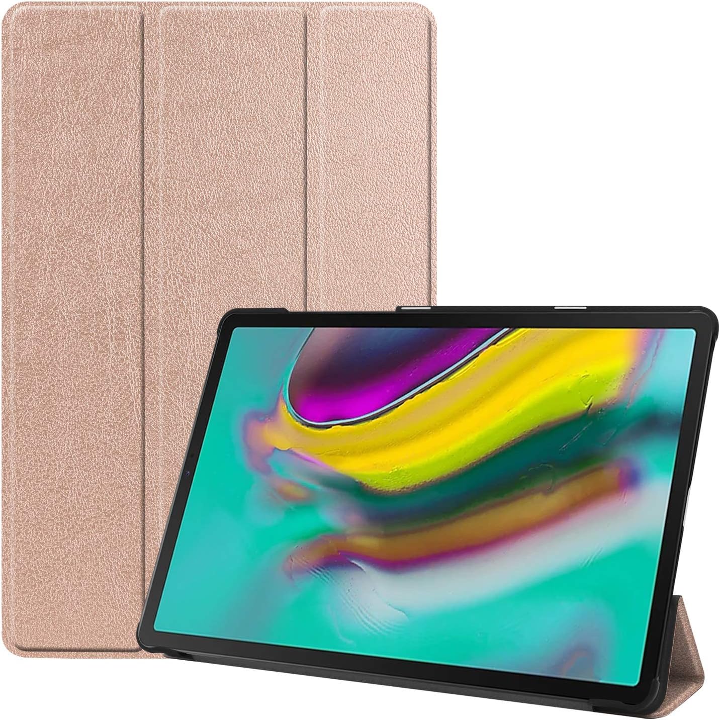 Olixar Samsung Galaxy Tab S5e Case with Stand - Smart Magnetic Fold Cover - Auto Wake/Sleep - Slim PU Faux Leather - 10.5 inch (T720/T725) - Rose Gold
