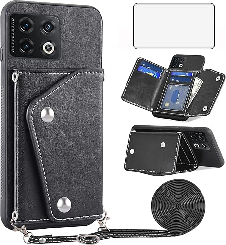 Asuwish Funda para teléfono OnePlus 10 Pro One Plus 10Pro 5G Funda tipo cartera con protector de pantalla y tarjetero para tarjeta de crédito,