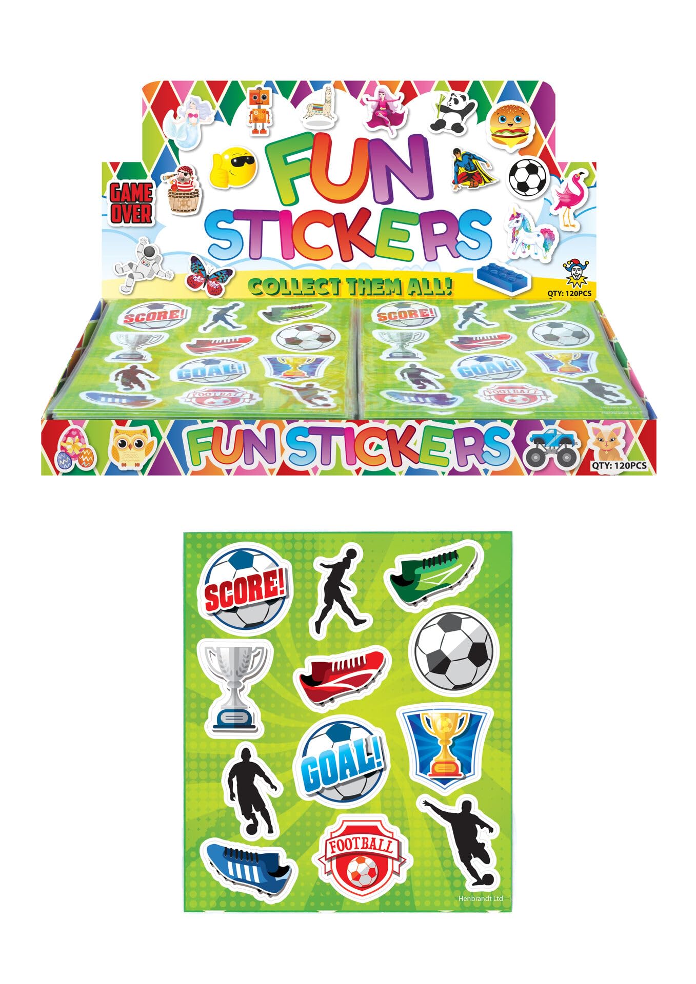 Henbrandt Boys Green 100 Toys Pinata Party Bag Fillers Favours Fete Lucky Dip Prizes For & Girls (Football Stickers Pack Of 6)