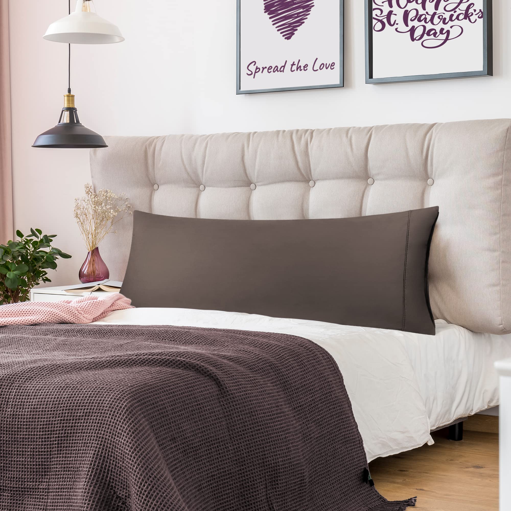 PiccoCasa Body Pillow Cover Super Soft Cotton Bolster Pillow Covers for Full Body Pillow 1PCS Body Pillow Case with Zipper Closure for Adults 20"x54"/ 4.6ft Beaver - Image 2