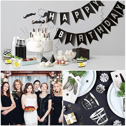 Vista 195 de Gejoy Vasos de plástico con borde de 9 onzas, vasos desechables para beber vino, vasos transparentes y elegantes de Halloween para suministros