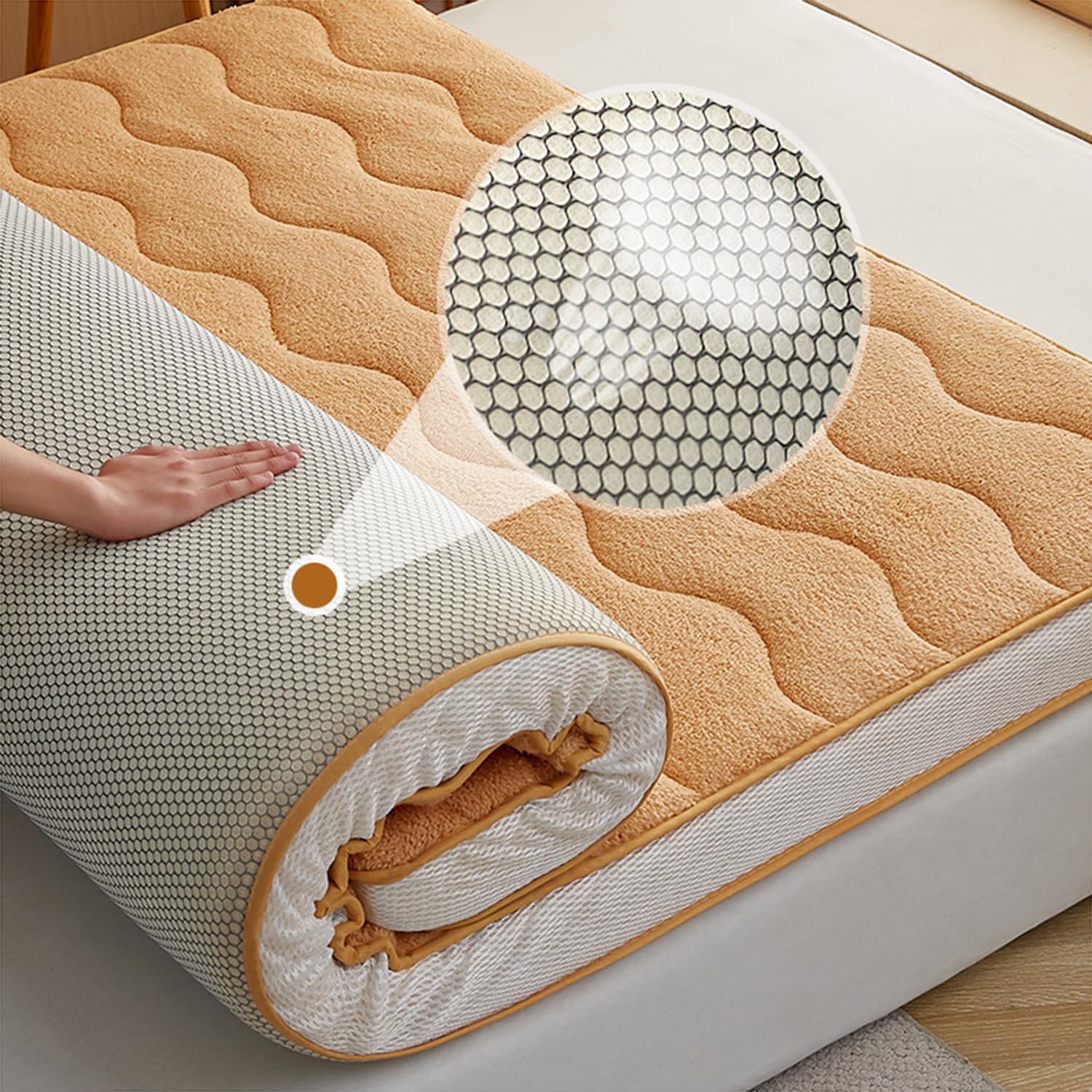 ZLZNX Futon materasso confortevole pieghevole Guest Easy morbido sostituzione Pad fondo antiscivolo,2,180x200cmx 5cm