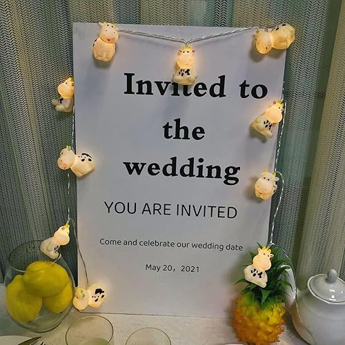 Miniatura 4 de Linda luz nocturna de vaca, de granja, con leche, vaca, funciona con pilas, 3M, 20 LED, decoración de hadas para niños, niñas, dormitorio,