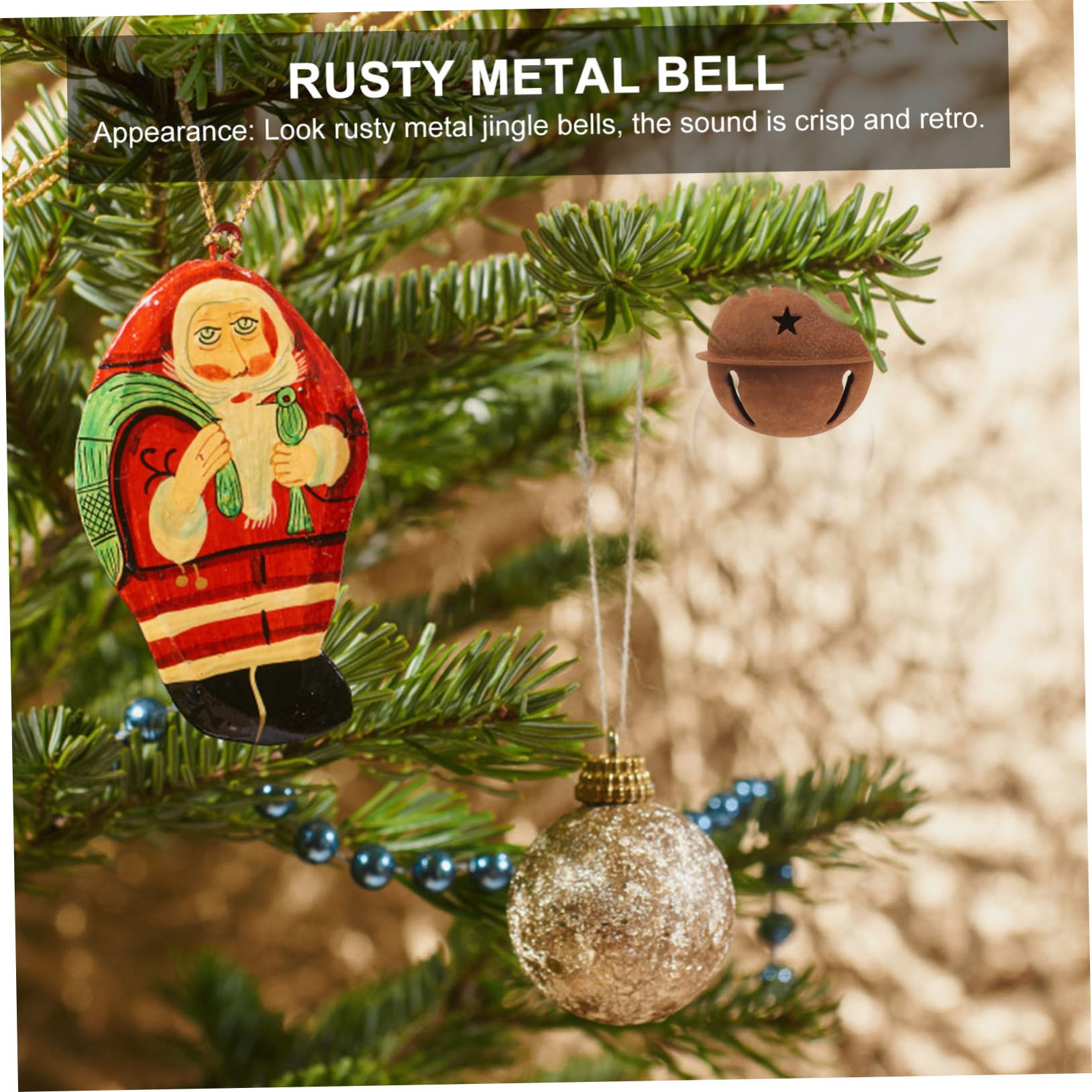 PRETYZOOM 60 Piezas Campana De Metal Oxidado Campanas Rústicas Navideñas Óxido Cascabel Navideño con Recortes De Estrellas. Colgante De Temporada Favor De Fiesta Navideña Decoración Navideña
