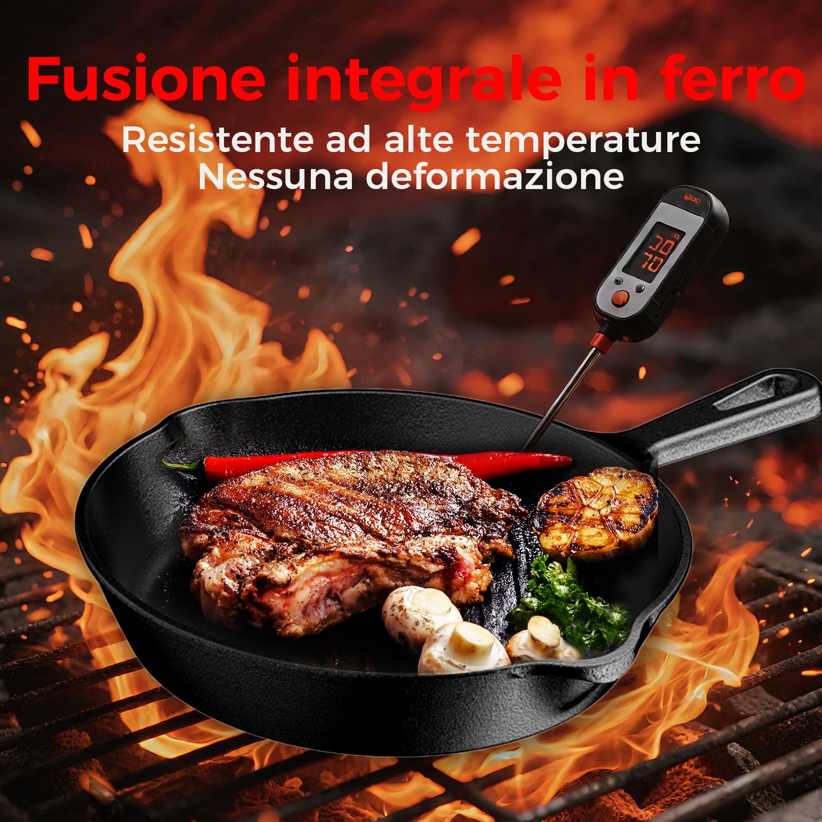 YASHE Set di 3 Padelle in Ghisa, Padelle Naturali da Condire, Robuste e Resistenti, Ideali per Varie Preparazioni, Misure 16/20/26 cm