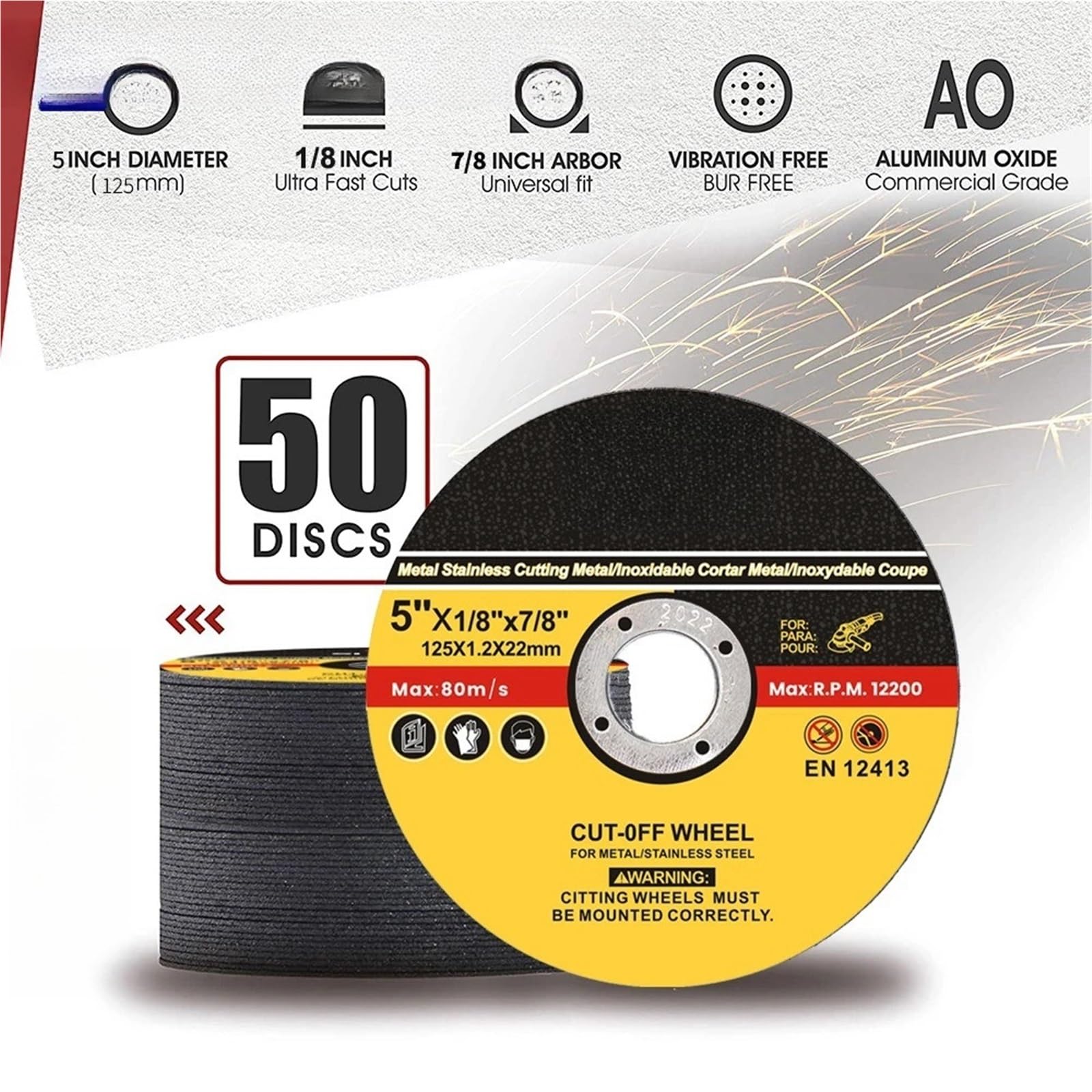 125mm 5-calowe tarcze tnące do metalu 7/8" tarcze do cięcia otworów tarcze ścierne listkowe tarcze szlifierskie tarcze szlifierskie kątowe 25/50 szt.(50pcs)
