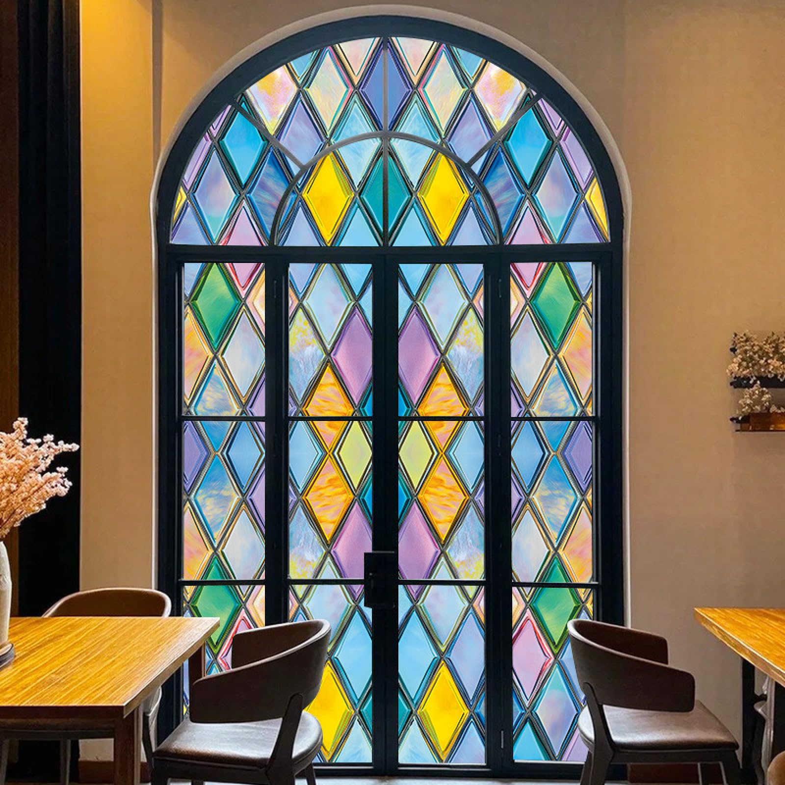 window film, Geometry One Way Clear Self Adhesive,Opaque Anti Uv Film for Home & Office(200x50cm)