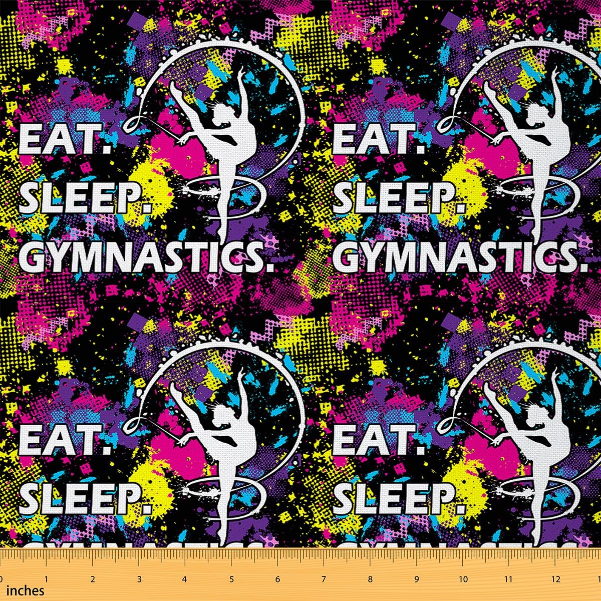 Homemissing Girls Multicolored 16 Gymnastics Fabric By The Yard Gymnastics Lovers Upholstery Fabric For Chairs Gymnast Luxury Y Waterproof Outdoor Fabric 1 Yard (L92*W150cm)