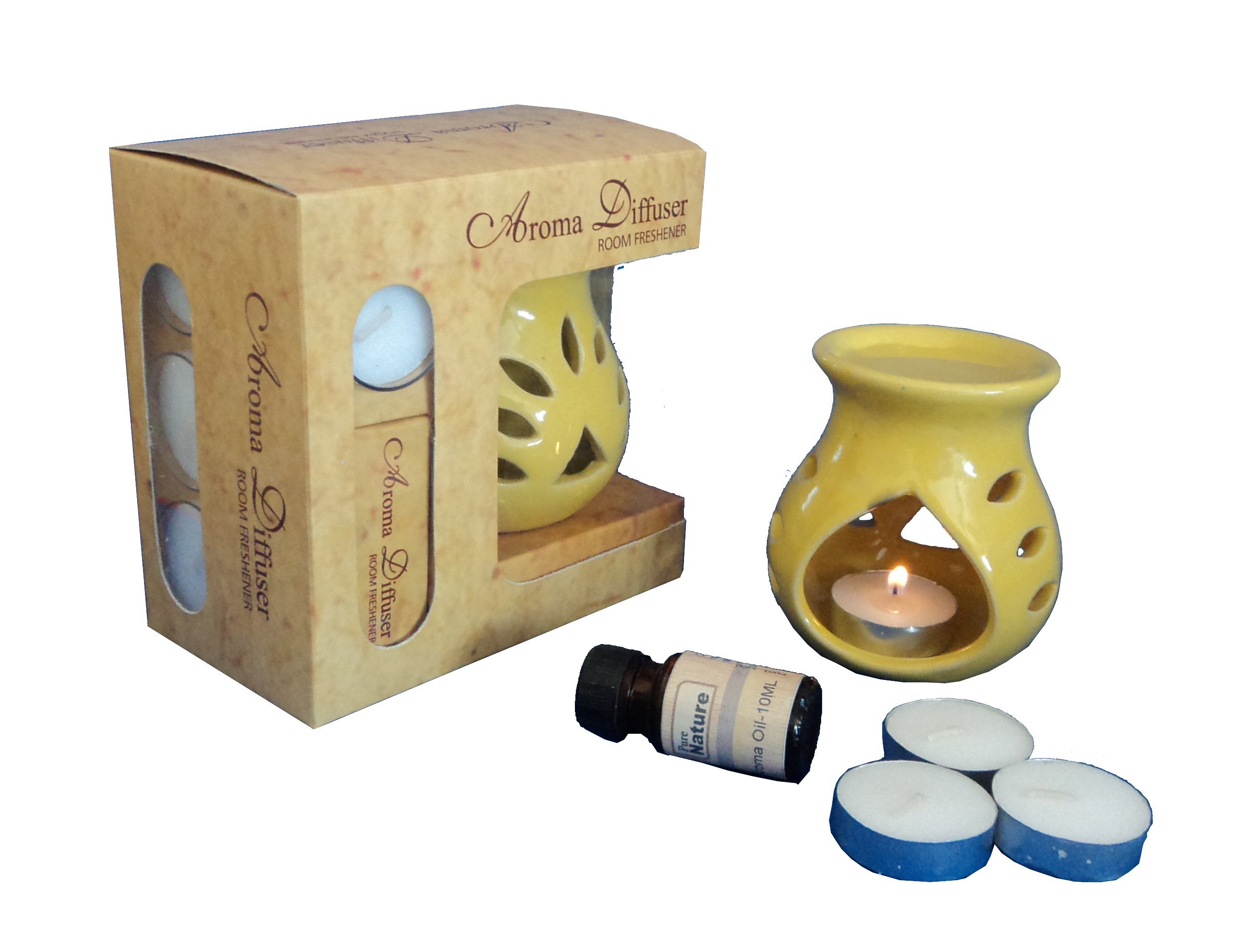 Pure Source India Ceramic Aroma Gift Set with 10 Ml Ocean Sandalwood Oil and 4 Tea Candles (Blue) (B01I4P6OJ8) Amazon Price History, Amazon Price Tracker