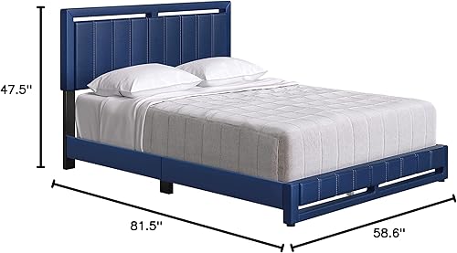 Miniatura 18 de Boyd Sleep Beaumont - Cama de plataforma tapizada con cabecero, base de colchón con 14 soportes de listones de madera, no requiere somier, piel