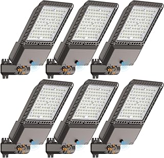 240W LED Parking Lot Light 60000Lm 6000K Street Light Dusk to Dawn Photocell IP65 Waterproof Commercial Outdoor Lighting 11 Years Lifespan 6 Pack for Parking Street Roadway Yard Warehouse Garage
