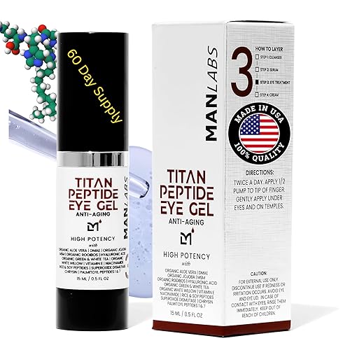 Titan Peptide Gel refrescante para ojos  Crema de ojos para hombre  Bolsas antienvejecimiento y círculo oscuro  Tratamiento de bolsas para ojos para