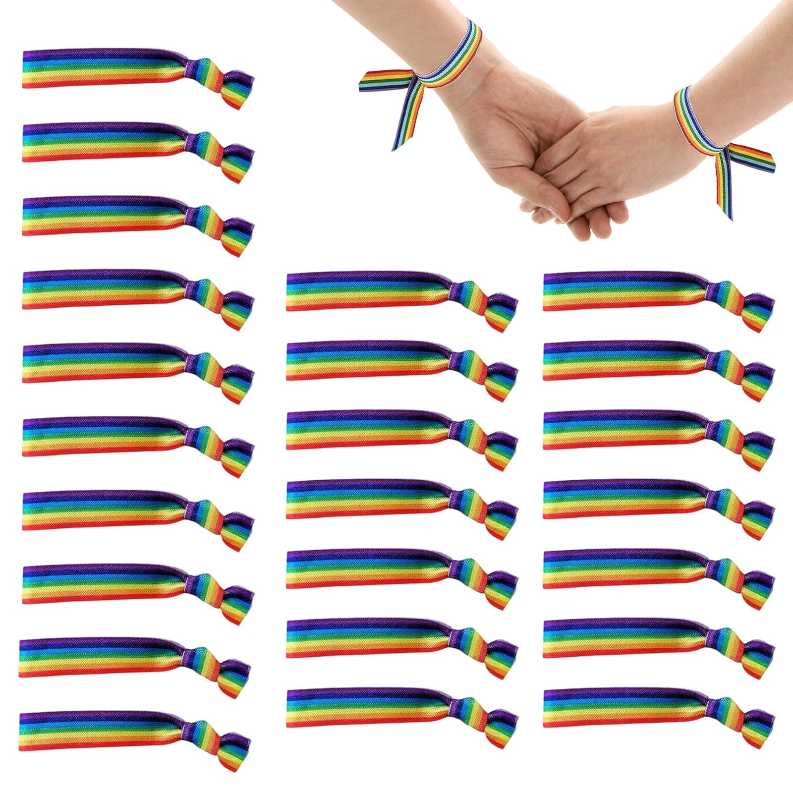 Pulsera de Orgullo Gay LGBTQ+ – 24 Pulseras Elásticas de la Bandera Arcoíris, Ideal para el Mes del Orgullo, Amistad y Celebraciones LGBTQ+, 1.5 cm x 10 cm