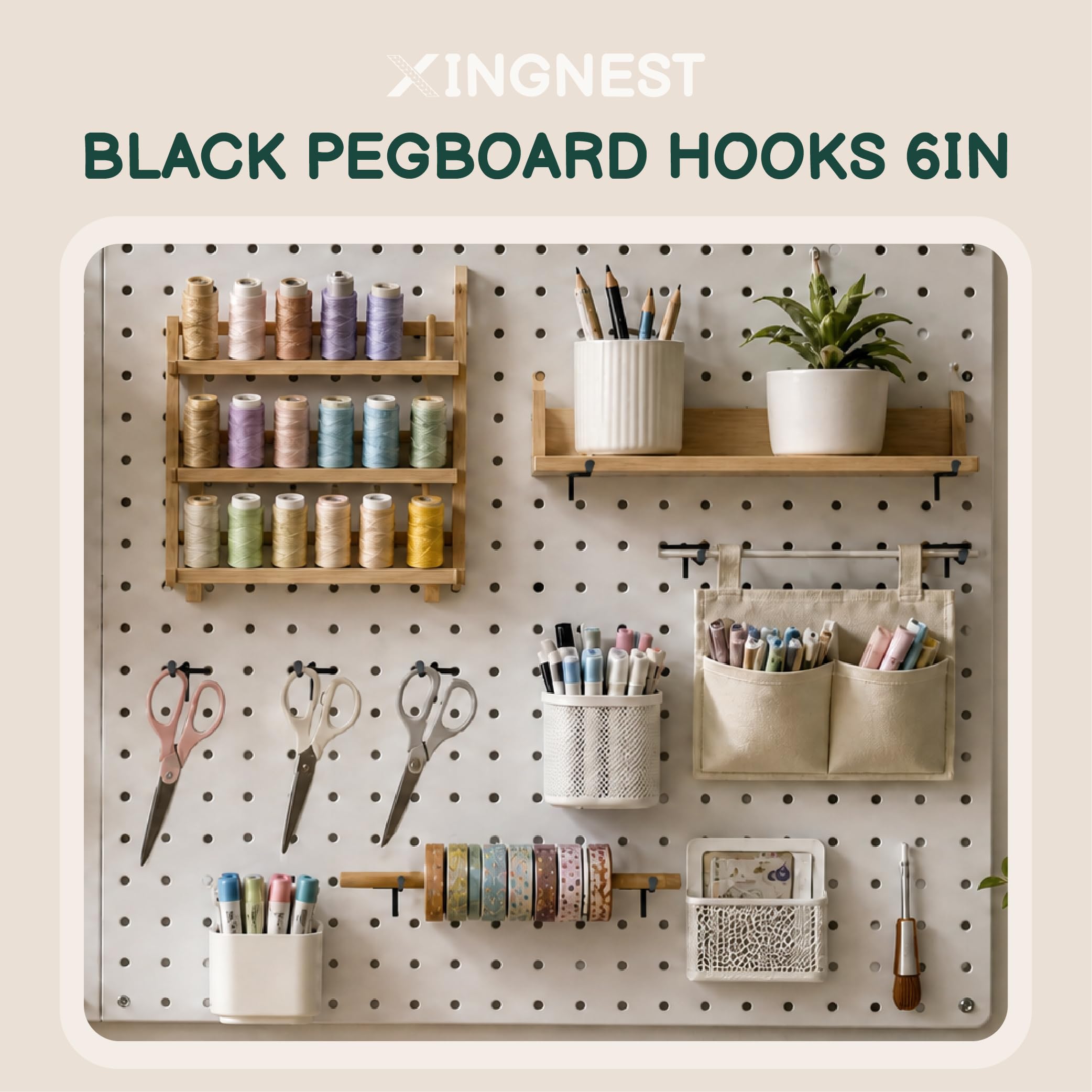 Black Pegboard Hooks - 50 Pack for Pegboard -5