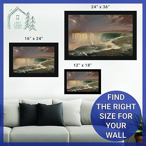 Miniatura 6 de Lost Cabin Niagara Falls de Frederic Edwin Church  Marco plano negro de lienzo  Reproducción de pintura de obras de arte finas  Póster decorativo