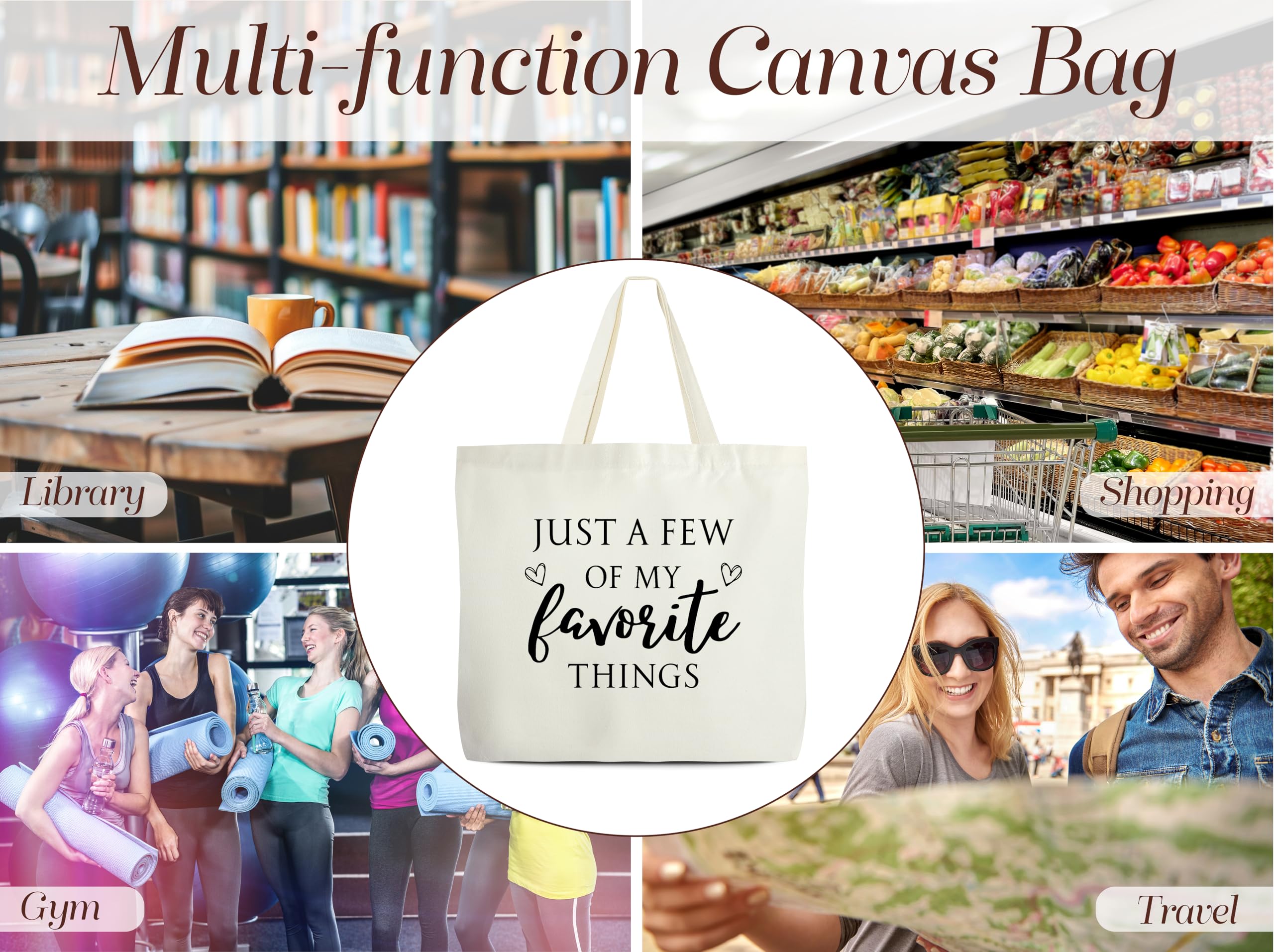 Women's Tote Bag, Just A Few Of My Favorite Things Themed Canvas Tote Bags, Bookish Gifts For Book Lovers Bookworm Librarian, Appreciation Gifts For Teacher Nurse, Humor Reusable Grocery Bag -53 - Image 5