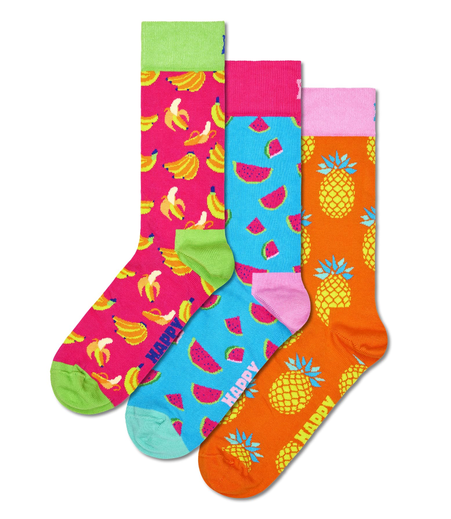 Happy Socks calcetines divertidos de algodón con estampados coloridos - frutas y comida, plátanos, hamburguesas, helados, pizzas - para regalo