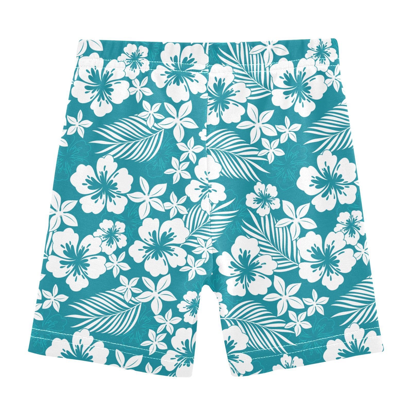 JHKKU Girls Hibiscus Flower Shorts Cotton Cartwheel Bike Kids Biker Under Dress Dance Short Girl Clothes 6T