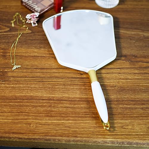 Miniatura 2 de YCHMIR Espejo de mano espejo de mano con asa espejo de mano de peluquería para salón de belleza 6 x 13 pulgadas blanco-cuadrado