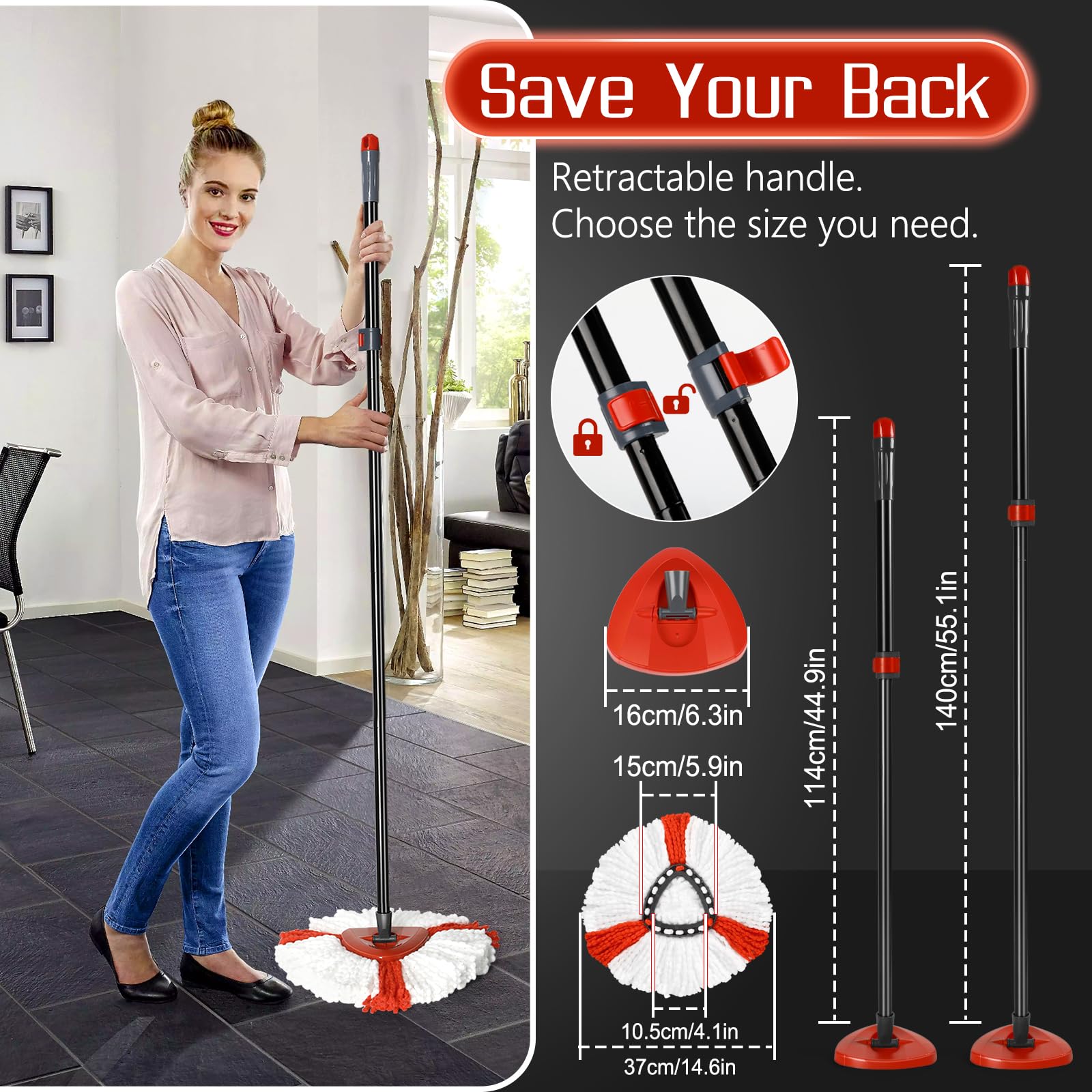 Spin Mop Replacement Set For O-Cedar EasyWring 1-Tank System - View #8