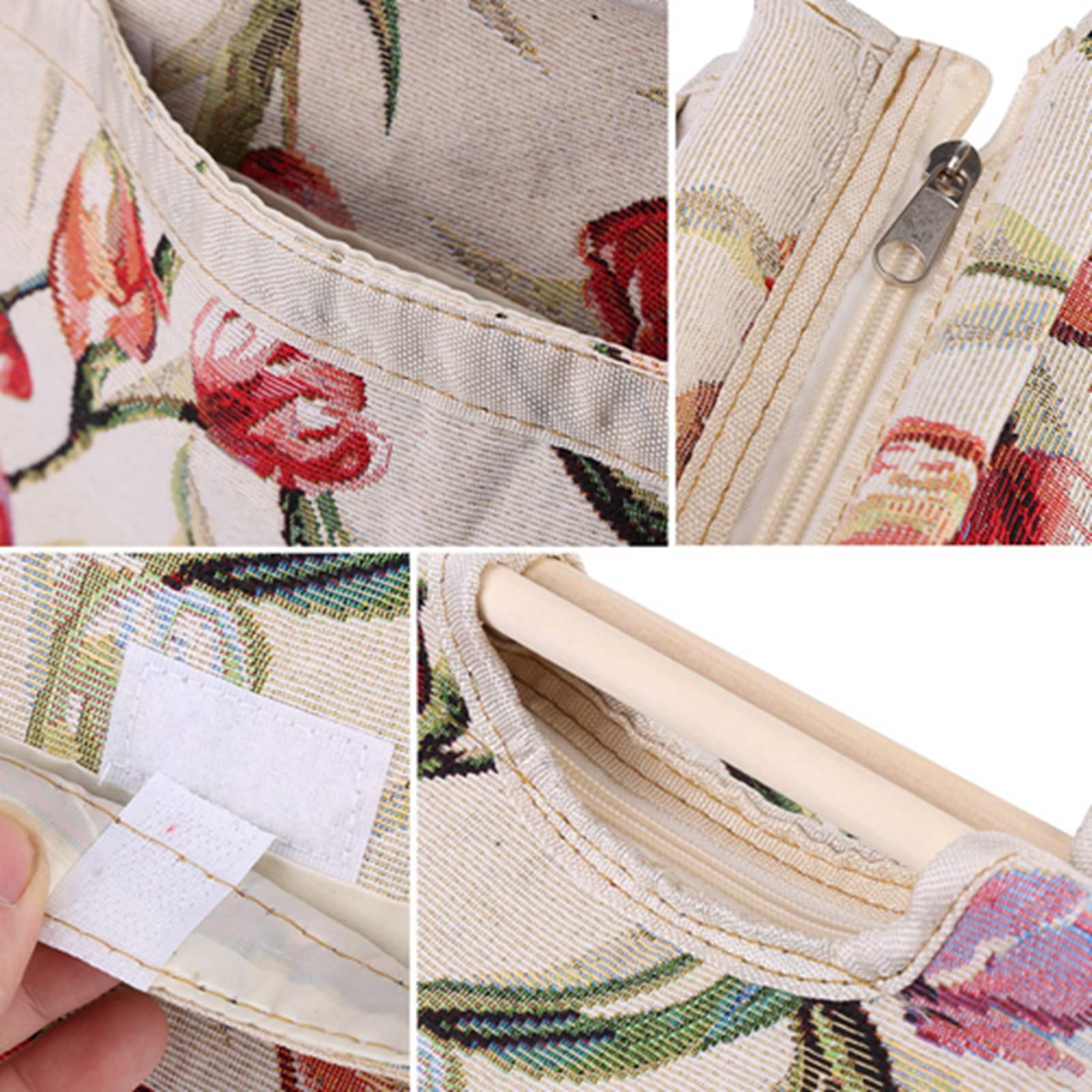 Garntasche, Stricktasche, Häkelprojekttasche mit Holzgriff, faltbare Strickprojekttasche, Tulpenmuster, Stricktasche für Garnbedarf, 41,8 x 30,8 x 10,9 cm (Rosen-Jacquard)