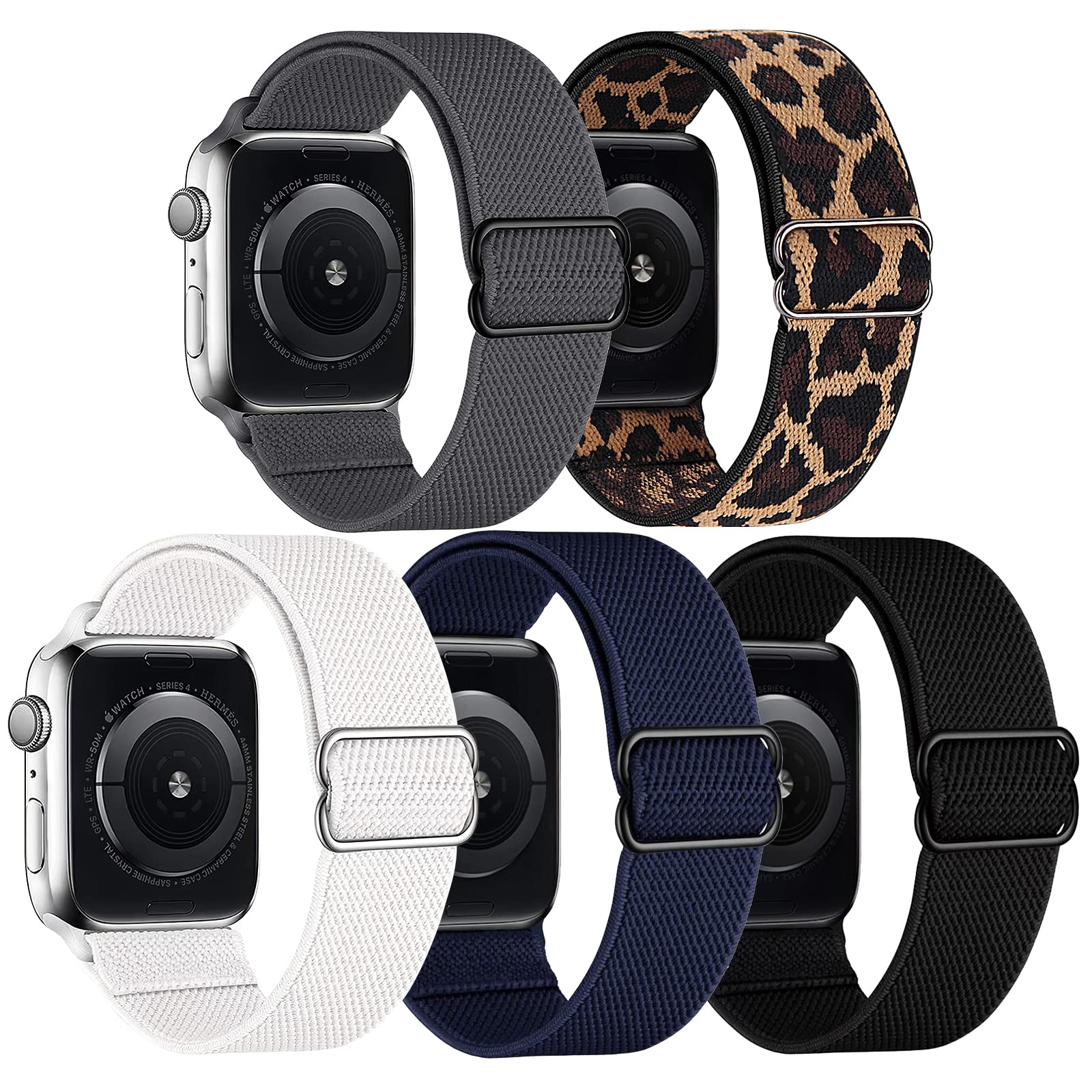 Stretchy Solo Loop Bands Compatible with Apple Watch Band 42mm/44mm/45mm/49mm, Adjustable Braided Sport Elastic Wristbands Women for Apple Watch Band Series Ultra SE 8 7 6 5 4 3 2 1
