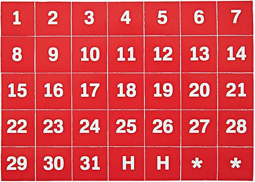 MasterVision Imanes de fecha de calendario, 1 x 1 pulgada cada uno, 35 imanes, blancorojo