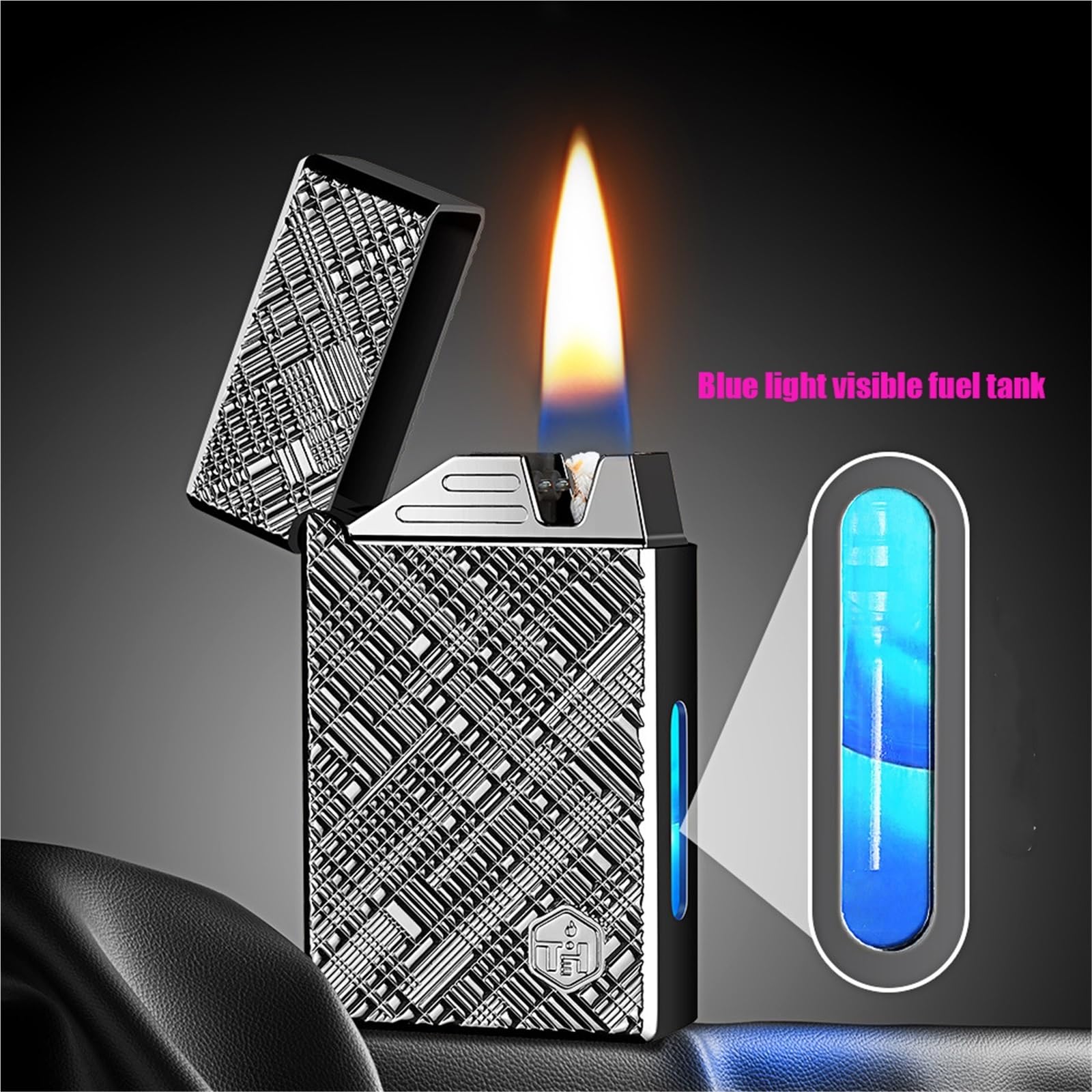 Briquet kérosène à activation vocale avec quatre modes d'allumage et chambre à gaz transparente pour barbecue, bougies, extérieur