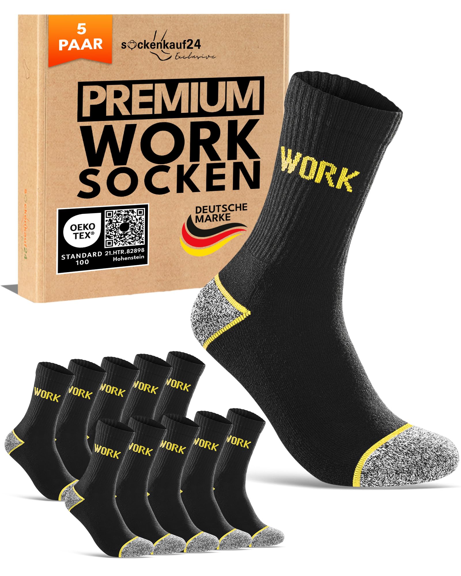 Arbeitssocken Herren 39-42 WORK Socken Baumwolle 5 Paar