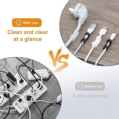 Miniatura 5 de 60 clips transparentes para cables con adhesivo 3M, soportes para cables debajo del escritorio, gestión de cables para pared, automóvil, Ethernet,