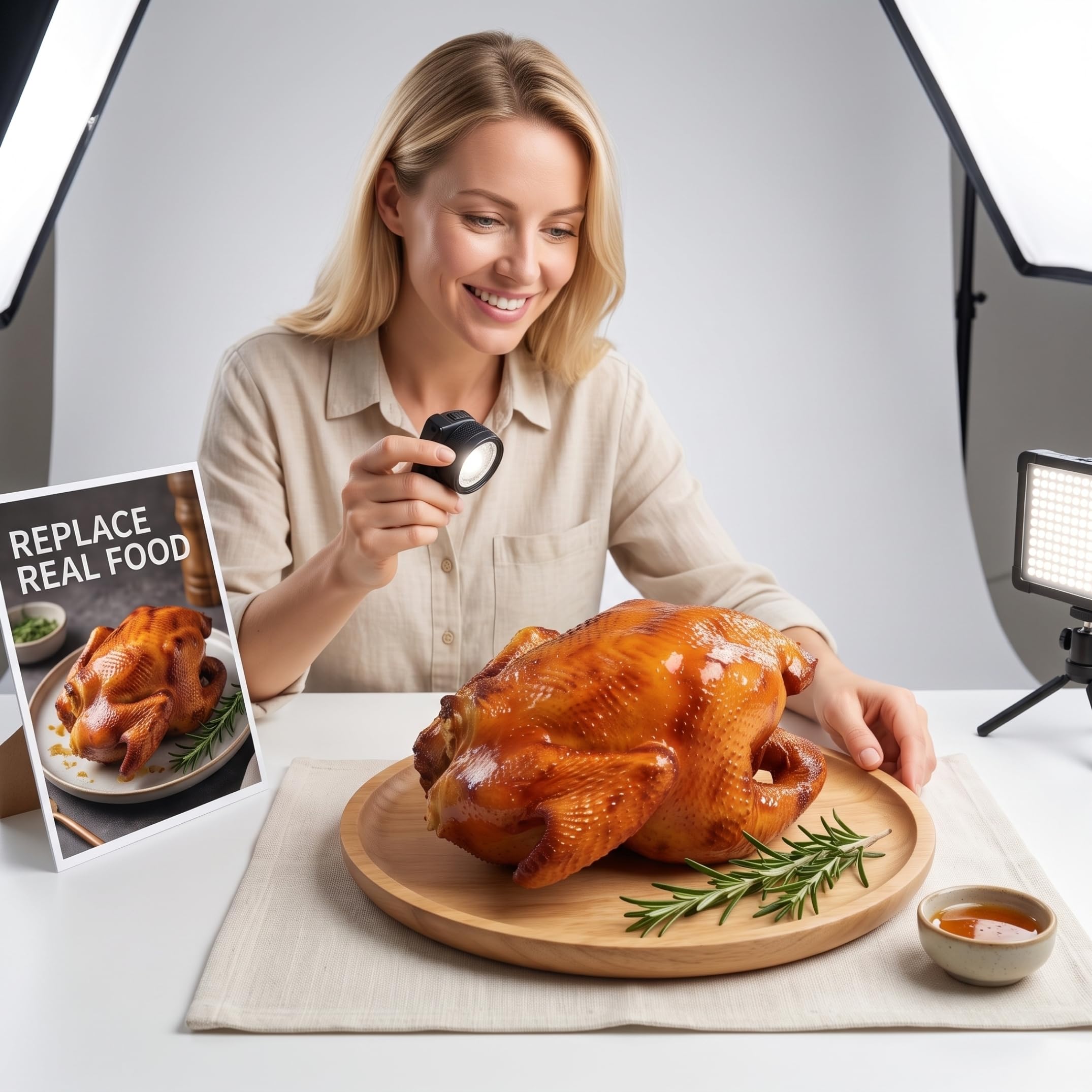 Cibo artificiale modello realistico di pollo per l'arredamento del Ringraziamento, 6 pollici