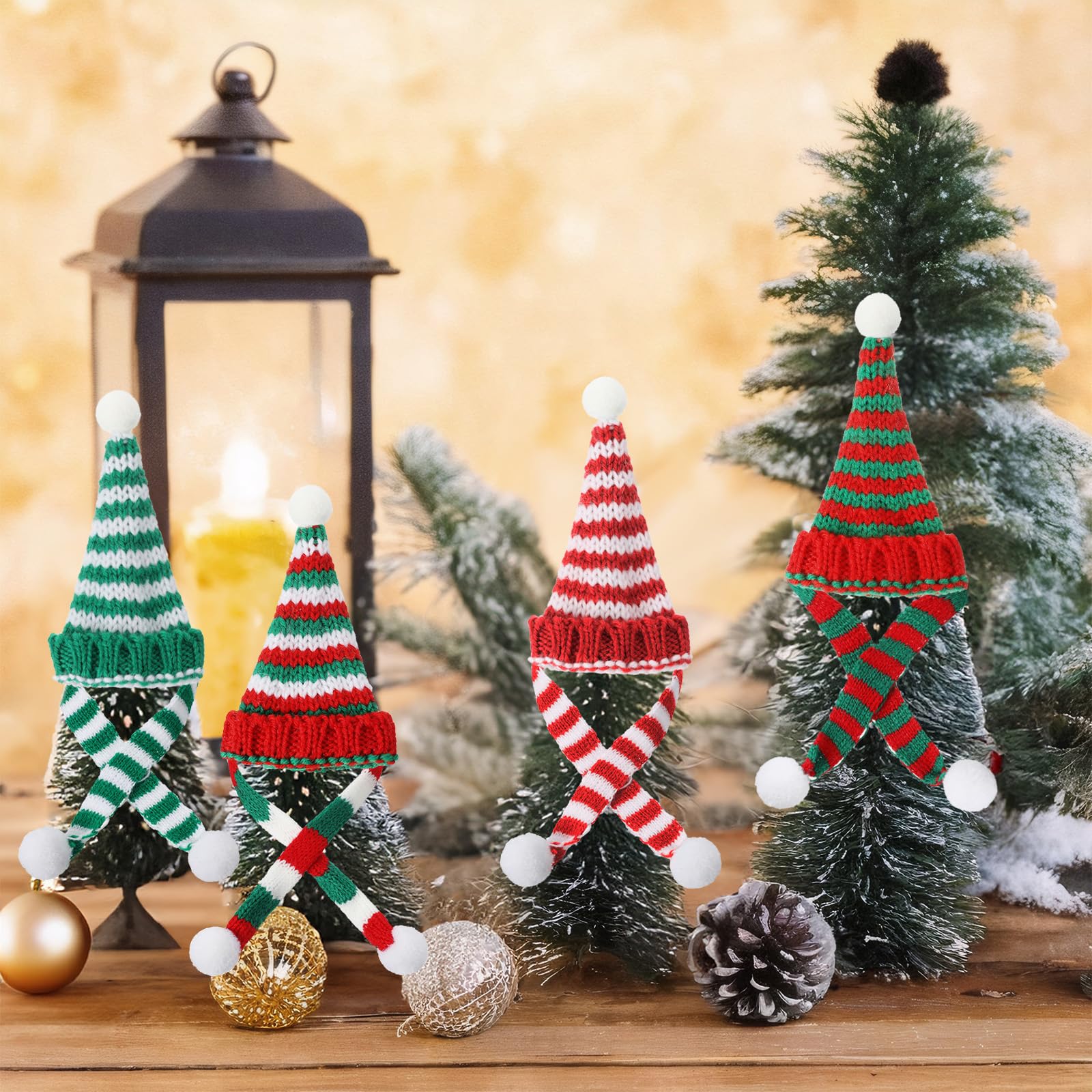 60 Stück Mini Weihnachtsmützen Mit Schals - Niedliches Deko Set Für Sorgenpüppchen