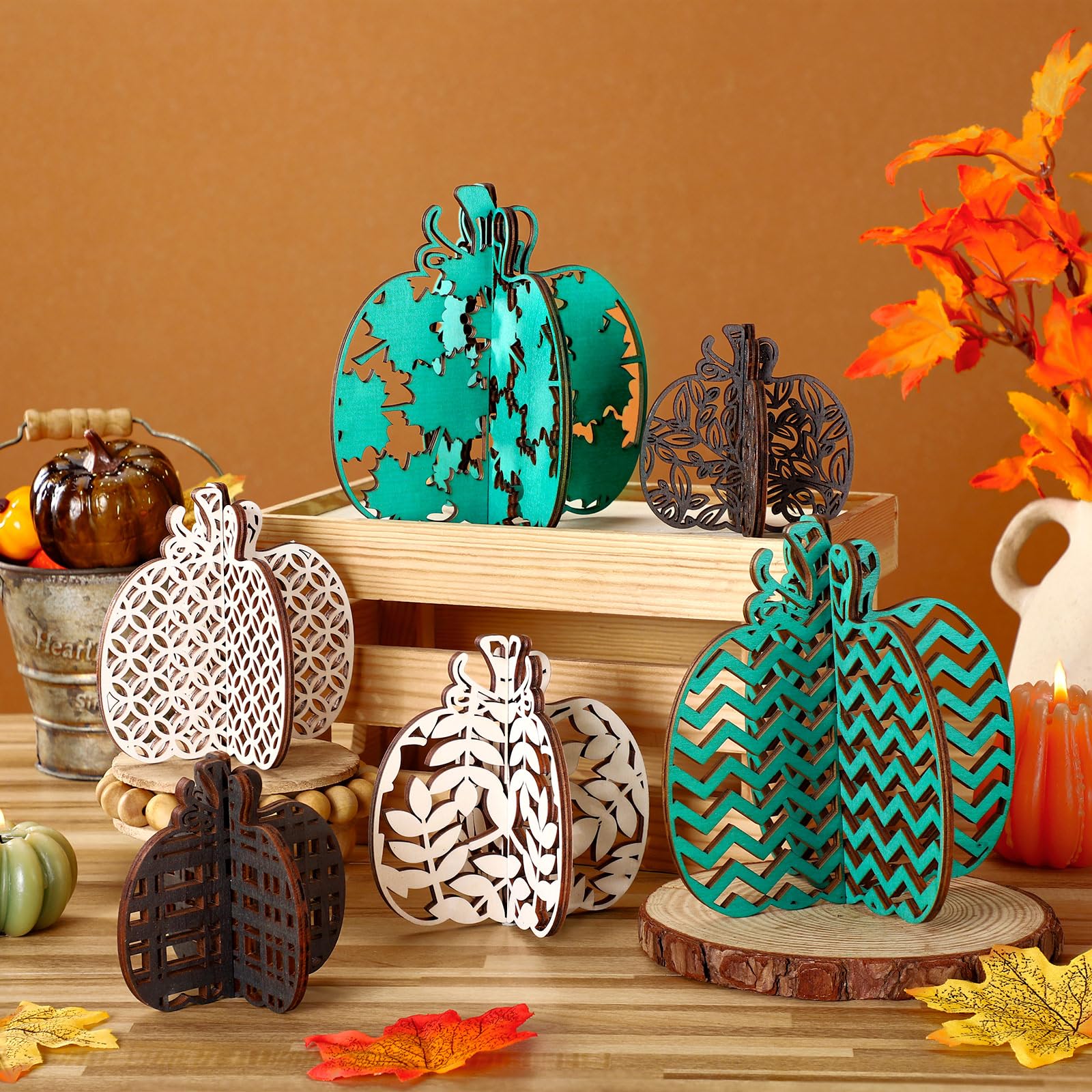 12-Piece Pumpkin Fall Tree Picks - Thanksgiving Decor, 8x6 Inch, For Table, Wreaths, Home & Office Autumn Decorations