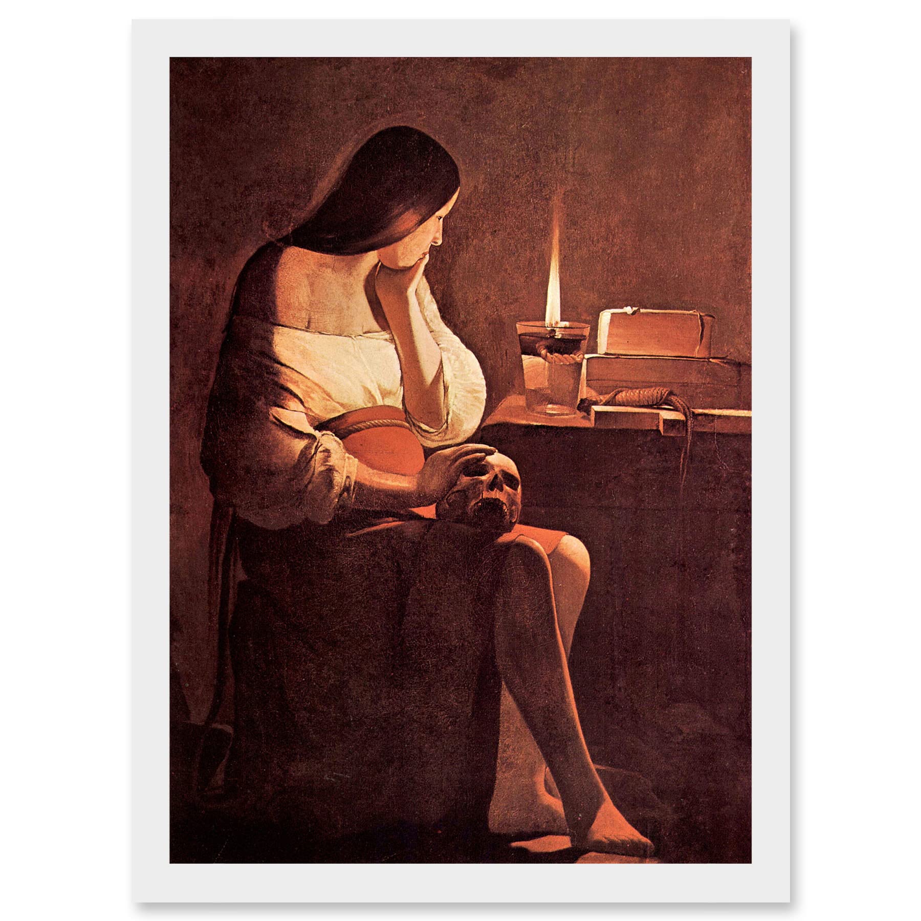Wee Blue Coo Painting La Tour Mary Magdalene Old Master Artwork Framed Wall Art Print A4