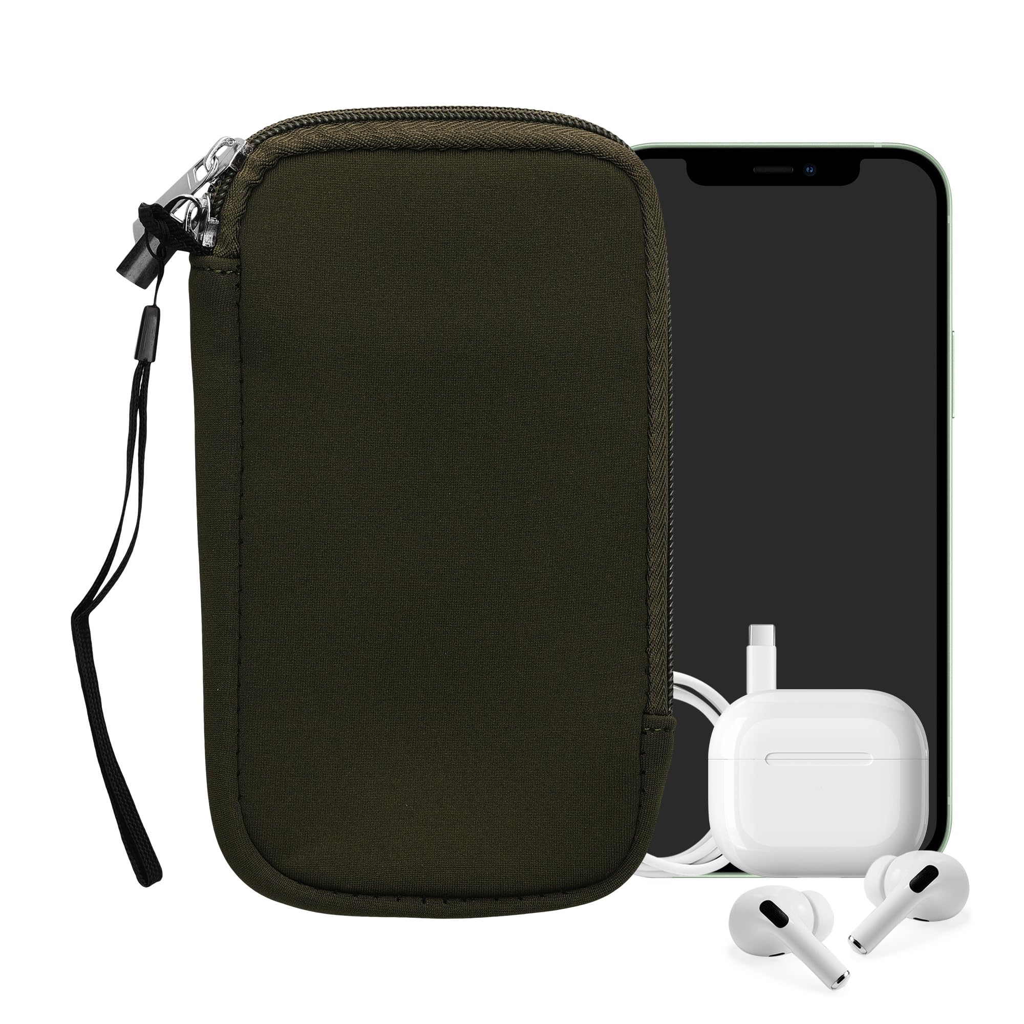 kwmobile Uniwersalny futerał na smartfona - Etui ochronne 16,5 x 8,9 cm na telefon komórkowy L - 6,5" Neopren ciemnozielony