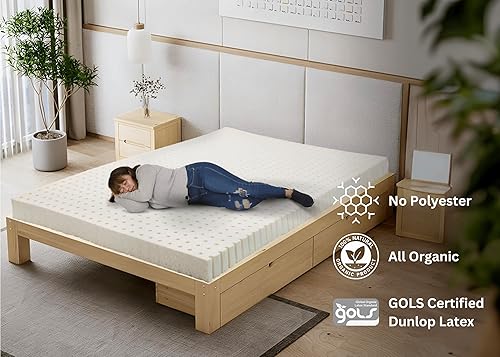 Miniatura 5 de Cubrecolchón de látex orgánico con funda de algodón, fabricado en Estados Unidos (2 pulgadas matrimonial, suave)