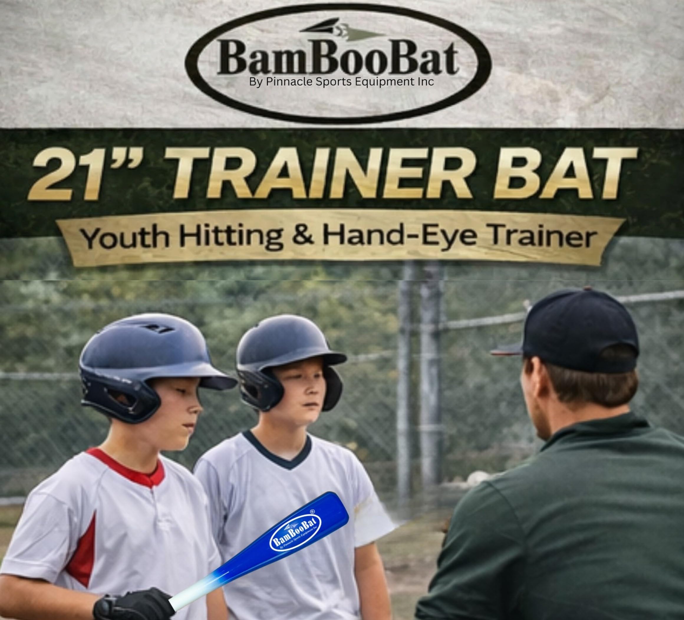 BamBooBat Pinnacle Sports Equipment INC. Drewniany kij treningowy z jedną ręką dla dorosłych - 45,7 cm lub 53,3 cm