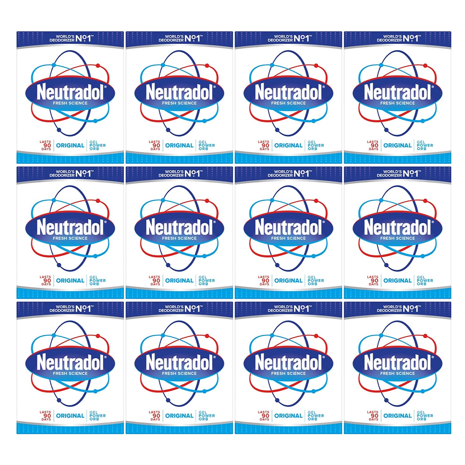 Slow Release Gel, Air Freshener and Odour Eliminator, No Plug or Spray Needed, Original, Multipack 12 x 135g
