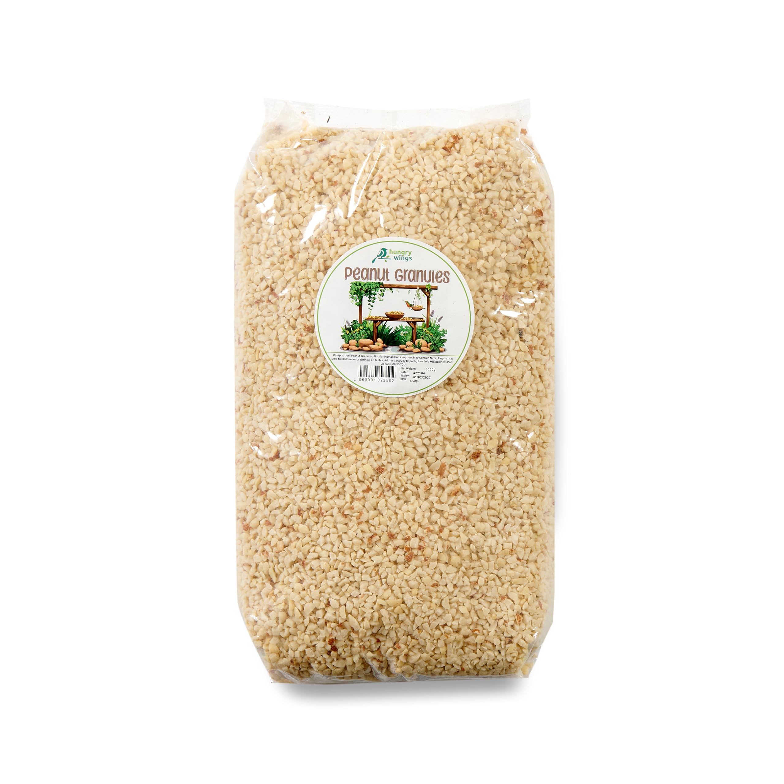 Hungry Wings Peanut Granules 3Kg | Wild Bird Food | High Energy Crushed Peanuts For Garden Birds