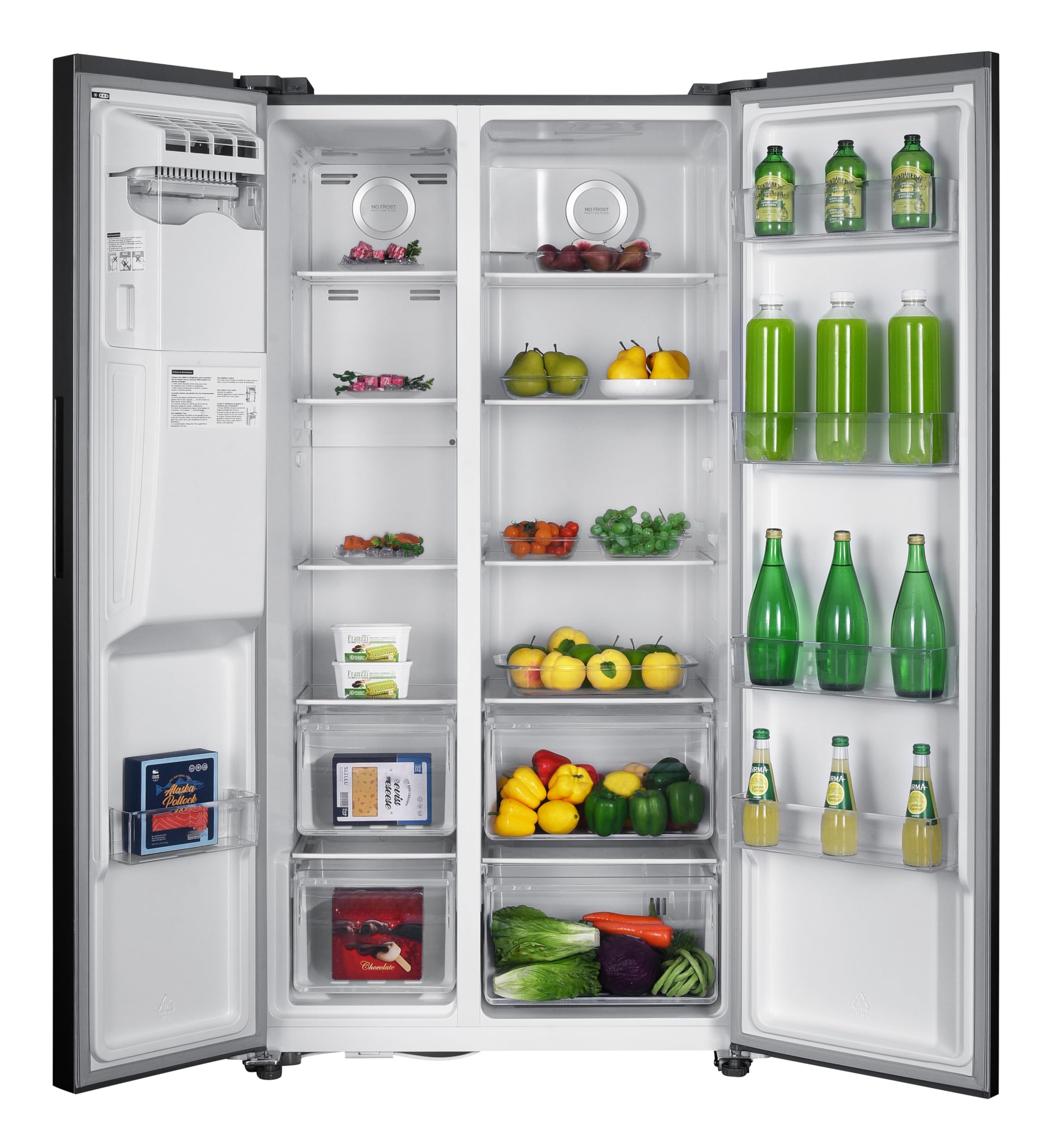 GEDTECH - Refrigerador americano GSBSA513IX Side by Side 513L - Dispensador de agua y máquina de hielo automático - Acero inoxidable